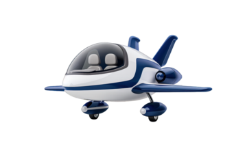 Small Futuristic Blue White Personal Flying Vehicle with Compact Design and Modern Style