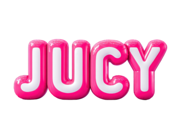 Bright Pink Juicy Balloon Letters on Transparent Background