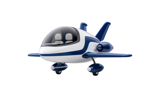 Small Futuristic Blue White Personal Flying Vehicle with Compact Design and Modern Style