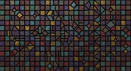 Fototapeta premium Detailed Stained Glass Tile Pattern, Seamless Mosaic Background