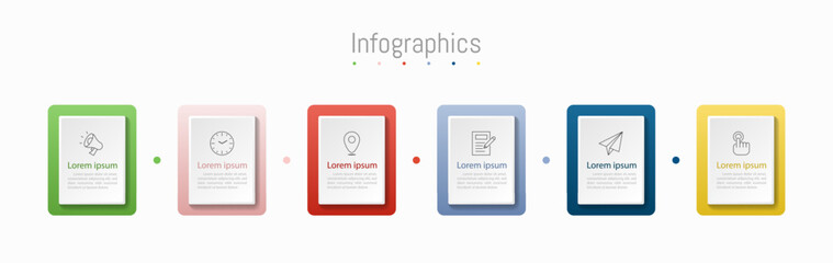 Infographic 6 options design elements for your business data. Vector Illustration.