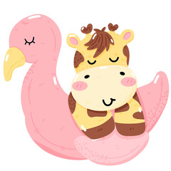 Cute Summer Giraffe with Fun Pool and Floatie Designs
