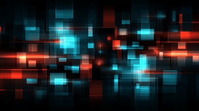 Geometric abstract background design featuring a dynamic pattern of overlapping squares and rectangles in a modern minimalist style for digital art and presentations.