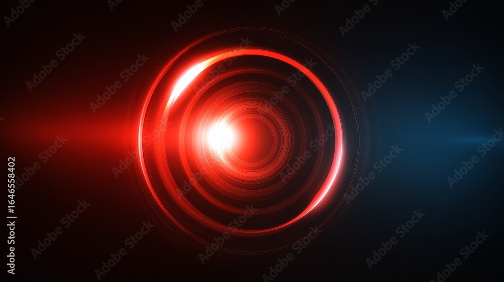 Poster vibrant crimson illumination glowing intensely from a central point against a deep pitch black void 