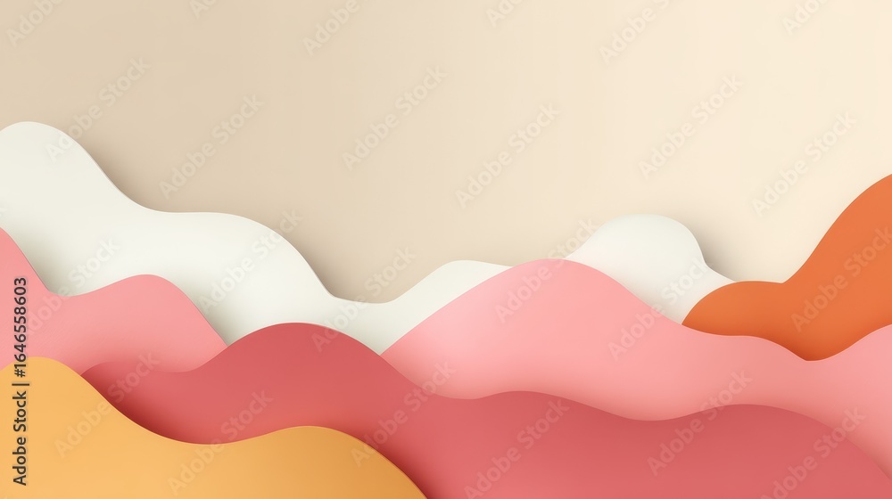 Poster minimalist abstract landscape featuring three dimensional paper mountains a conceptual art backgroun