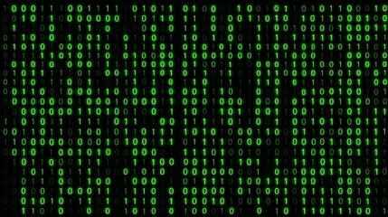 Cascading Green Binary Code Matrix A Digital Rain of Numbers and Data Streams for Technology Enthusiasts.
