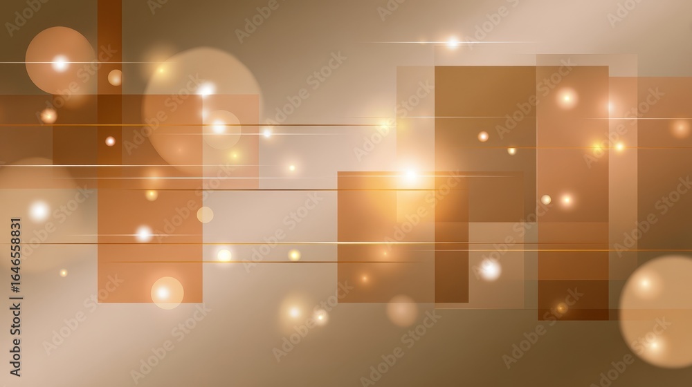 Poster abstract geometric art featuring a rich brown background populated with a dense pattern of overlappi