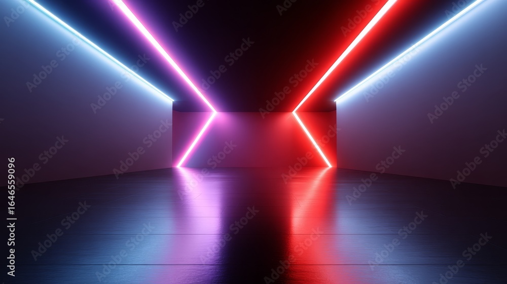 Aufkleber a long dark and mysterious hallway stretches into the distance illuminated by an ominous red light c
