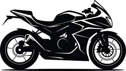 Obraz premium Sleek Silhouette A Dynamic Black and White Illustration of a Modern Sport Motorcycle