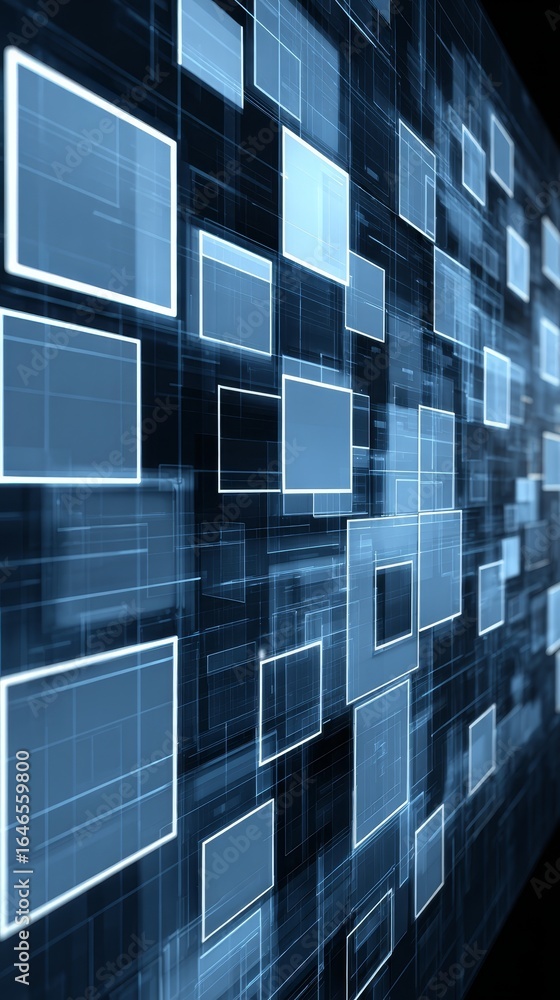 Poster a modern abstract background featuring a clean geometric pattern of vibrant blue squares arranged in