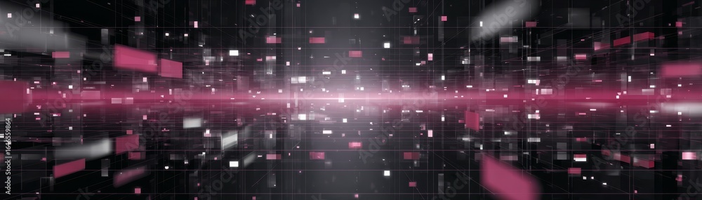 Poster dynamic abstract background visualization featuring a modern geometric pattern of squares in bold bl