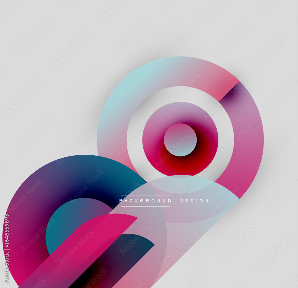 Poster abstract design features colorful overlapping circles, gradients. modern aesthetic, suitable for bac