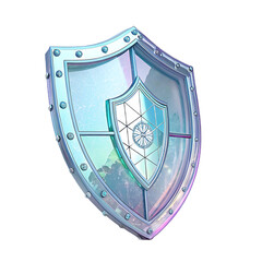 Ornate medieval shield with intricate details isolated on transparent background