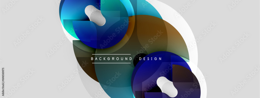 Poster abstract fluid shapes overlap, creating dynamic composition. blue, brown, white hues blend seamlessl