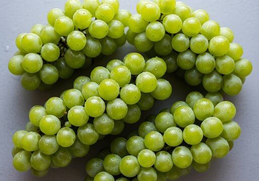 Clusters of Green Grapes with Dewy Texture