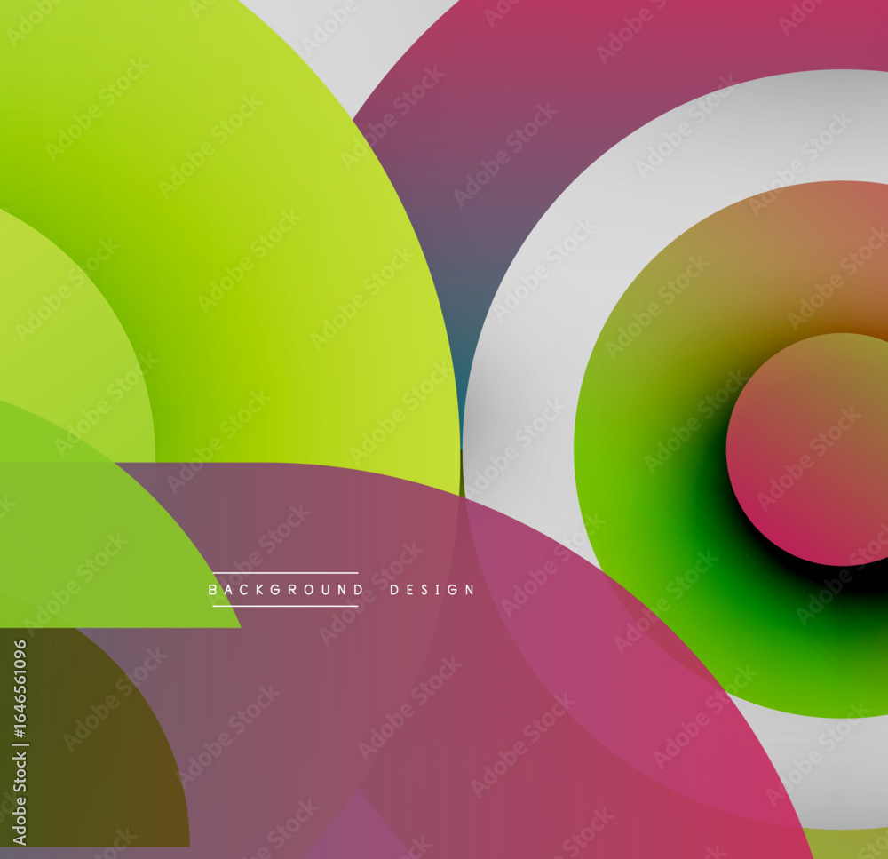 Aufkleber abstract colorful circles overlap creating dynamic visual effect. bright hues blend, forming modern 
