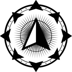Compass Navigation Tool - Black and White Compass Rose Icon