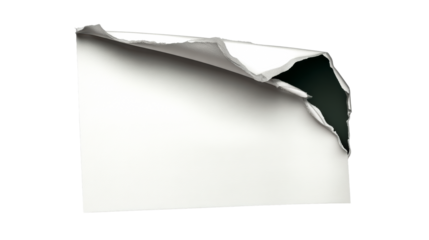 Torn White Paper Revealing Dark Interior with Rough Edges, cut out transparent
