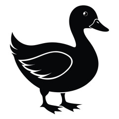 Simple black silhouette of a duck