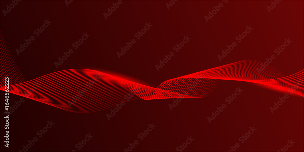 Wall mural abstract red gradient background with shining lines waves. modern background for banner, poster, cov