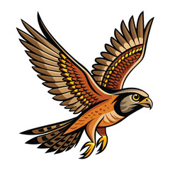 Stylized falcon in flight with wings spread