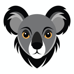Stylized gray koala face with big ears and orange eyes
