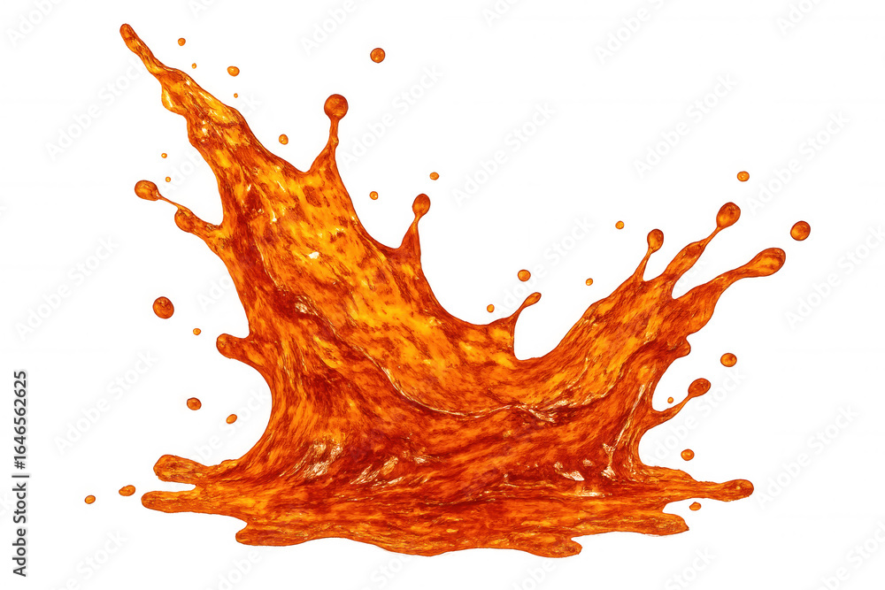 Poster dynamic orange liquid splashing, creating a vibrant and refreshing visual with a transparent backgro