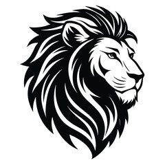 Stylized black and white lion head profile