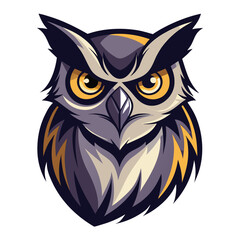 Intense owl mascot head with fiery accents
