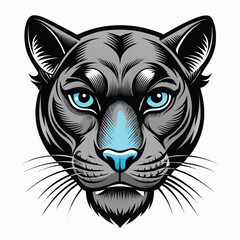 Intense black panther head with striking blue eyes