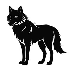 Stylized black wolf silhouette standing proudly