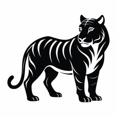 Stylized black tiger silhouette with white stripes