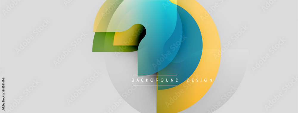 Poster abstract colorful shapes overlap, creating dynamic background. minimalist design features gradients,