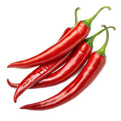 Vibrant red chili peppers isolated on black background