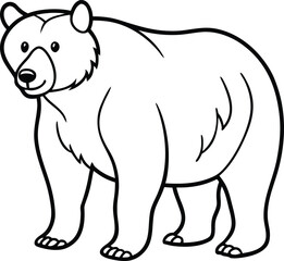 Cute wild polar bear cartoon vector illustration with a white silhouette against a nature background