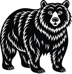 Brown bear vector illustration of a wild cartoon animal face