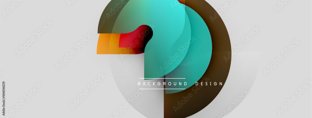 Poster abstract circular design. overlapping layers create dynamic visual effect. modern background with te