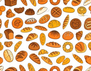 Bakery goods pattern on white background