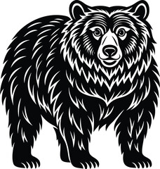 Cartoon vector illustration of a wild brown bear head, isolated on a white background
