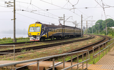 Old electric train ten years ago. Today it is out of service, Baltic region of Eastern Europe, Latvia