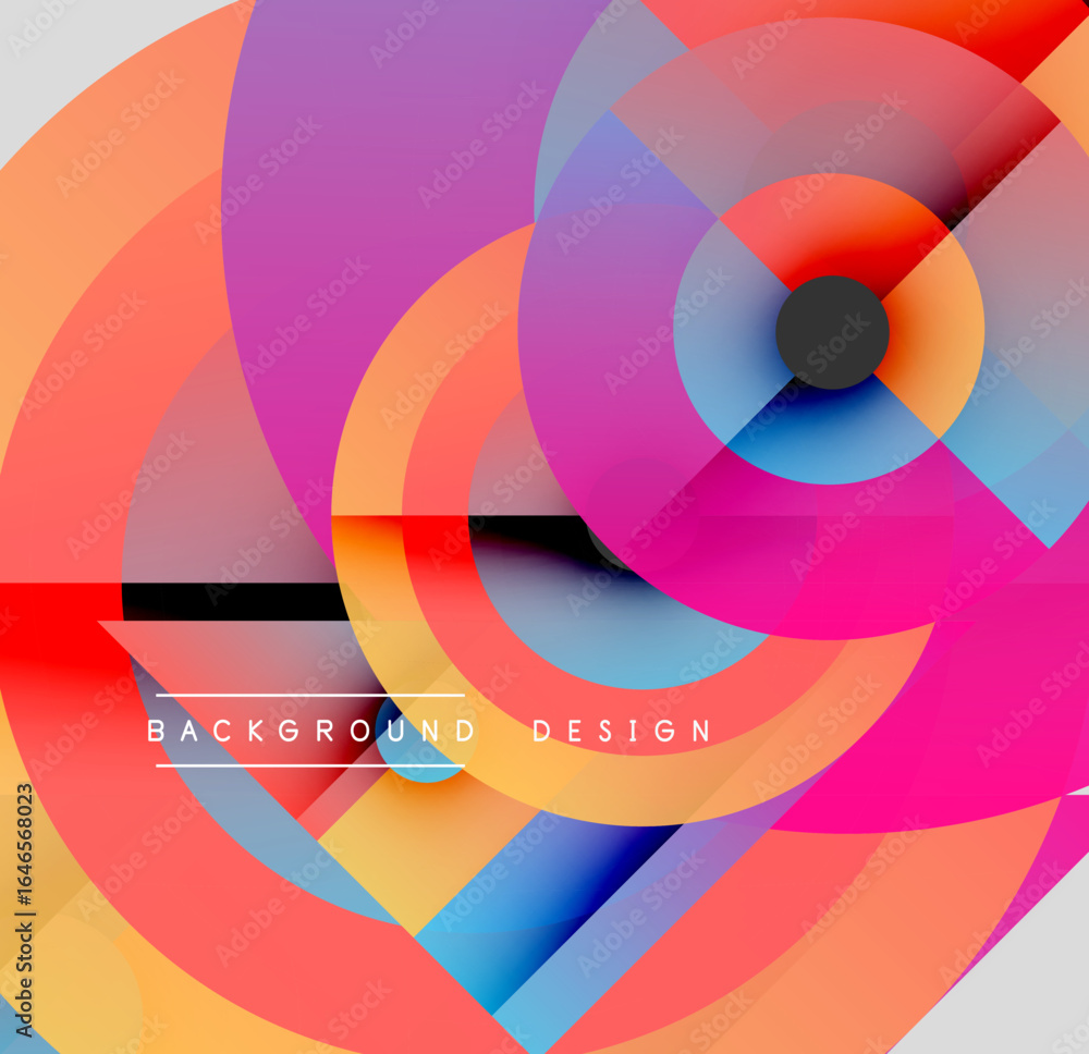 Poster abstract colorful circles overlap creating dynamic composition. modern design elements suggest energ