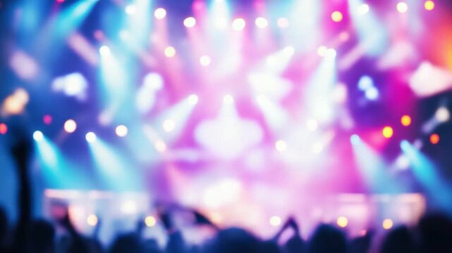 An energetic concert scene with vibrant lights and enthusiastic audience reactions.