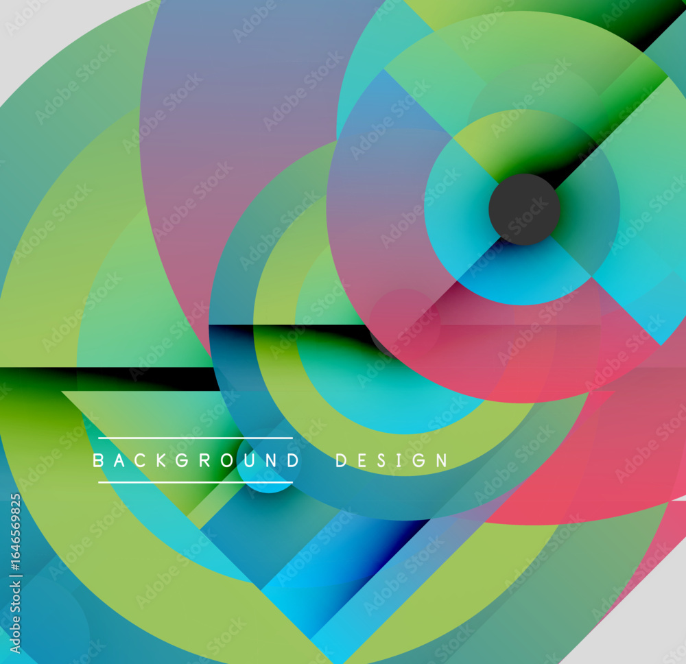 Aufkleber abstract colorful circles overlap creating dynamic visual effect. modern design elements present vib