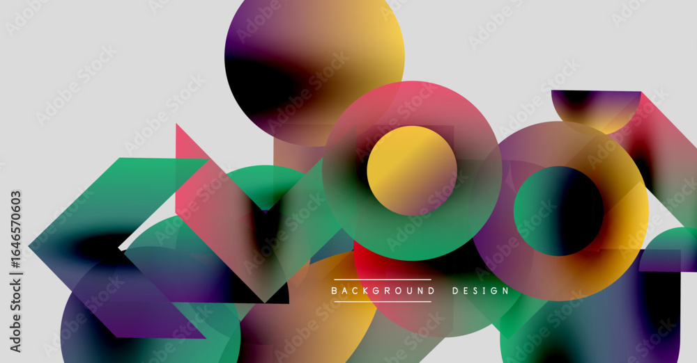 Poster abstract colorful shapes overlap, creating dynamic visual composition. modern design elements sugges