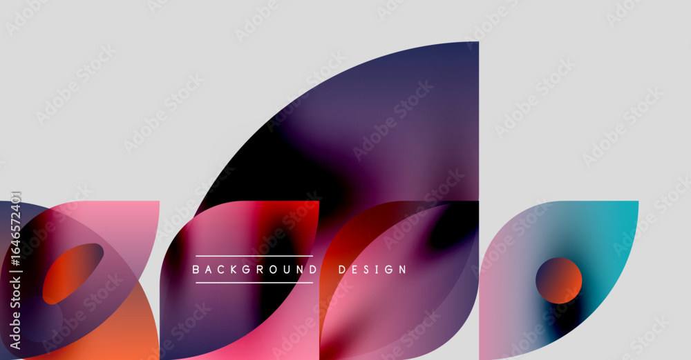 Aufkleber abstract shapes overlap, creating vibrant color gradients. minimalist design features text backgroun