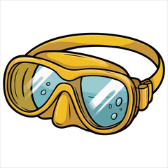 playful yellow snorkel gear vector graphic plain background
