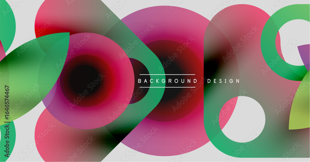 Aufkleber abstract colorful circles overlap. pink, green, white hues blend creating dynamic visual effect. mod