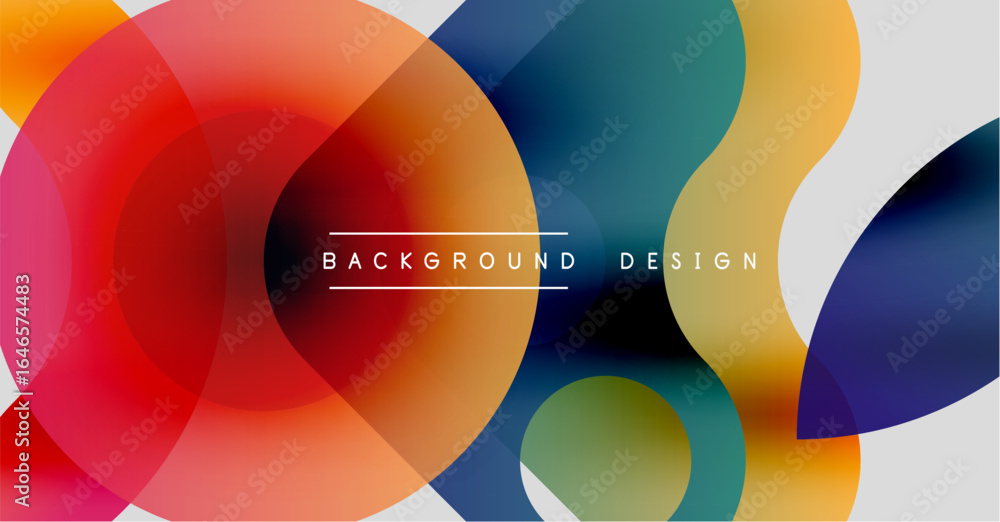 Poster abstract colorful shapes overlap. gradient hues create dynamic visual effect. modern design element 