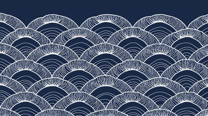 Elegant Japanese Seigaiha Wave Pattern in Indigo