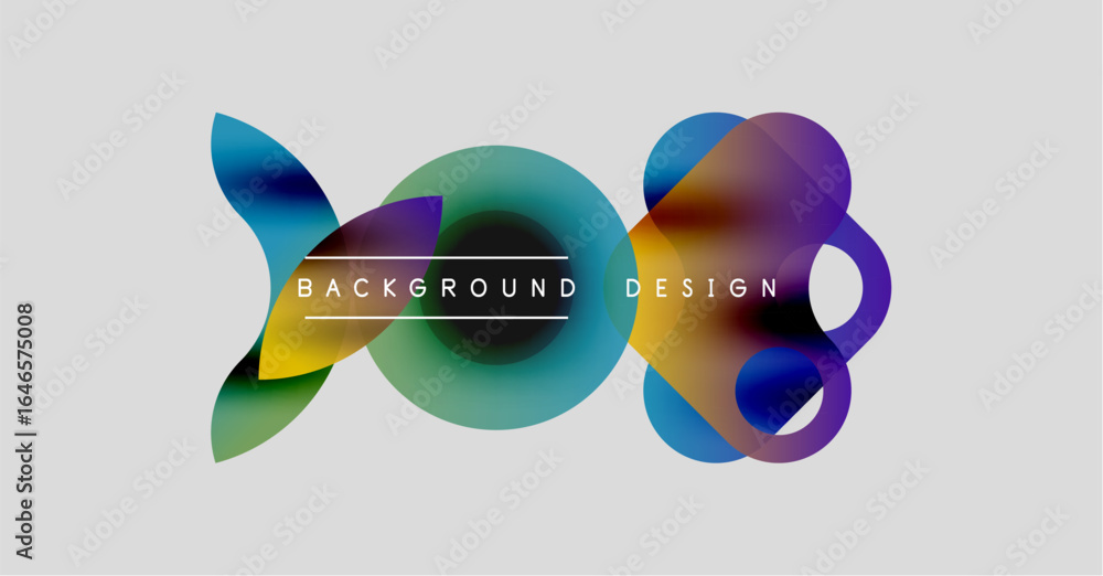 Poster abstract colorful shapes overlap, creating dynamic background design. text background design centere